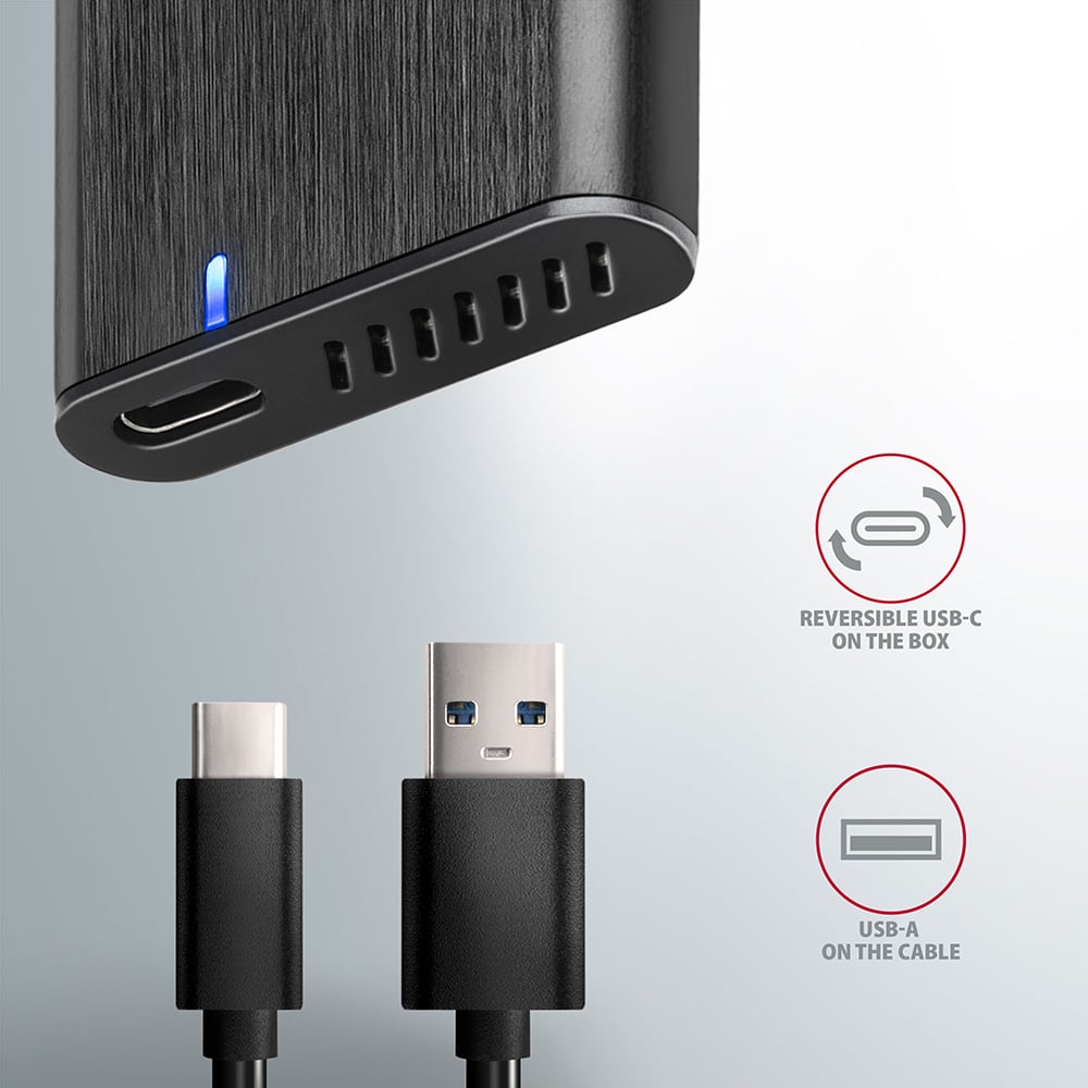 Карман внешний AXAGON SuperSpeed+ Raw Box M.2 SSD to USB3.2 Black (EEM2-SBC)