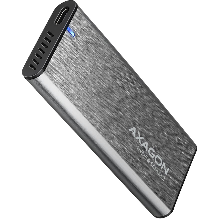 Карман внешний AXAGON SuperSpeed+ Raw Box NVMe SATA M.2 SSD to USB3.2 Gray (EEM2-SG2)