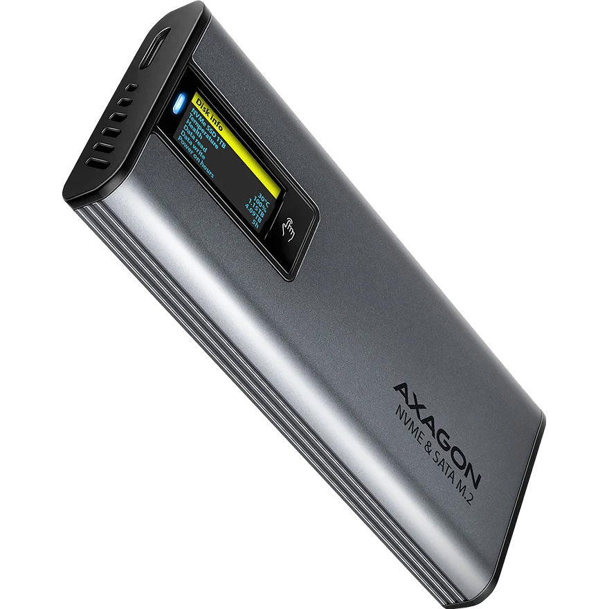 Карман внешний AXAGON Display Box NVMe SATA M.2 SSD to USB3.2 (EEM2-SD2)