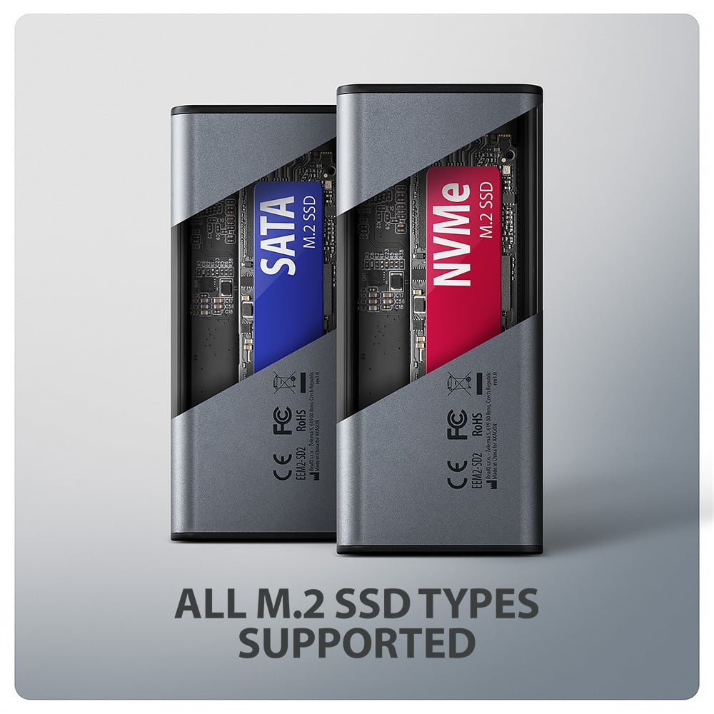 Карман внешний AXAGON Display Box NVMe SATA M.2 SSD to USB3.2 (EEM2-SD2)