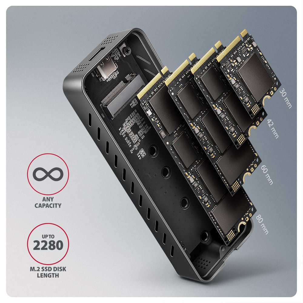 Карман внешний AXAGON Armored Box NVMe PCIe M.2 to USB3.2