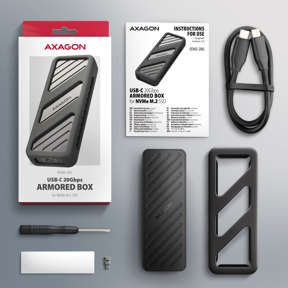 Карман внешний AXAGON Armored Box NVMe PCIe M.2 to USB3.2
