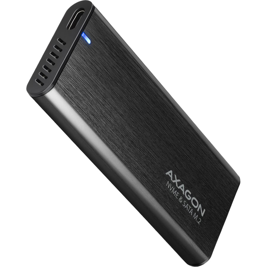 Карман внешний AXAGON SuperSpeed+ Raw Box NVMe SATA M.2 SSD to USB3.2 Black (EEM2-SB2)