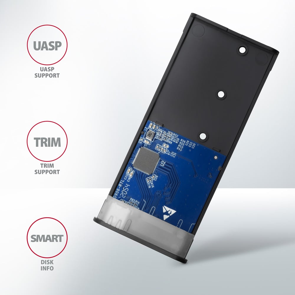 Карман внешний AXAGON SuperSpeed+ Raw Box NVMe SATA M.2 SSD to USB3.2 Black (EEM2-SB2)