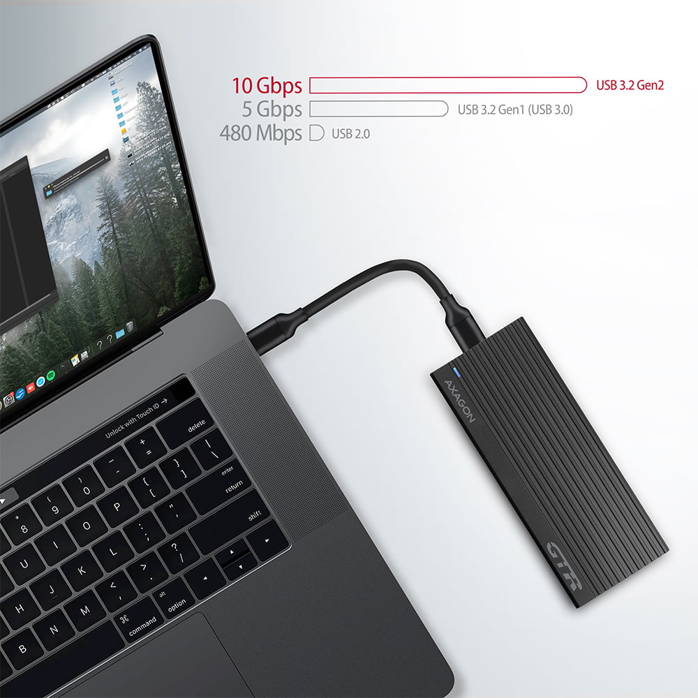Карман внешний AXAGON SuperSpeed+ Thin Rib Box NVMe PCIe M.2 to USB3.2