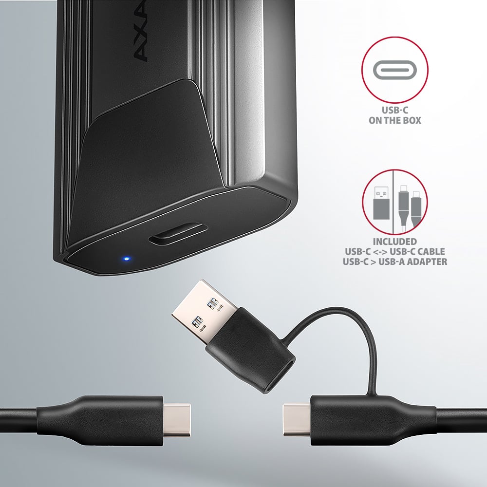 Карман внешний AXAGON Thin Screwless Box NVMe SATA M.2 SSD to USB3.2 (EEM2-GTS2)