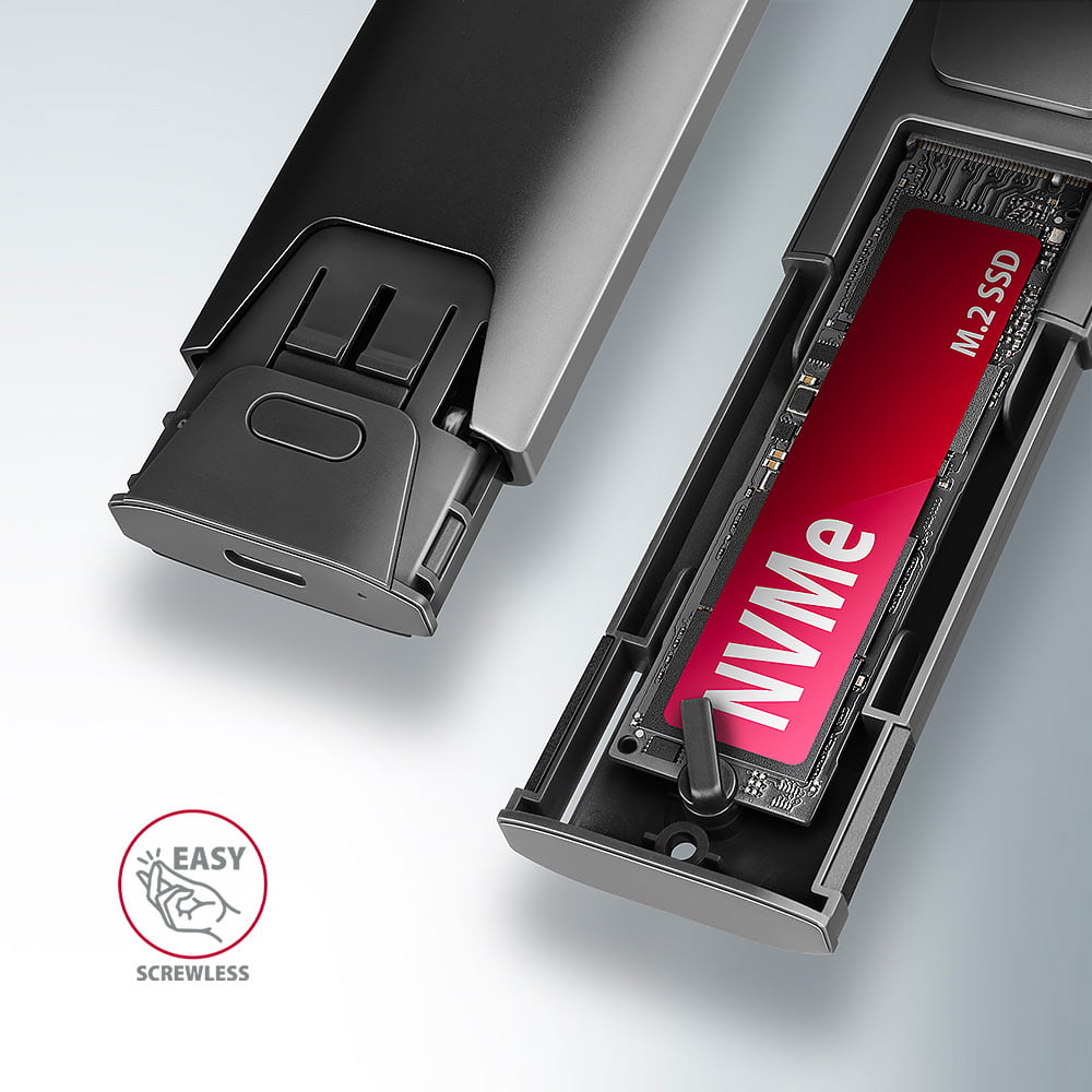 Карман внешний AXAGON Thin Screwless Box NVMe SATA M.2 SSD to USB3.2 (EEM2-GTS2)