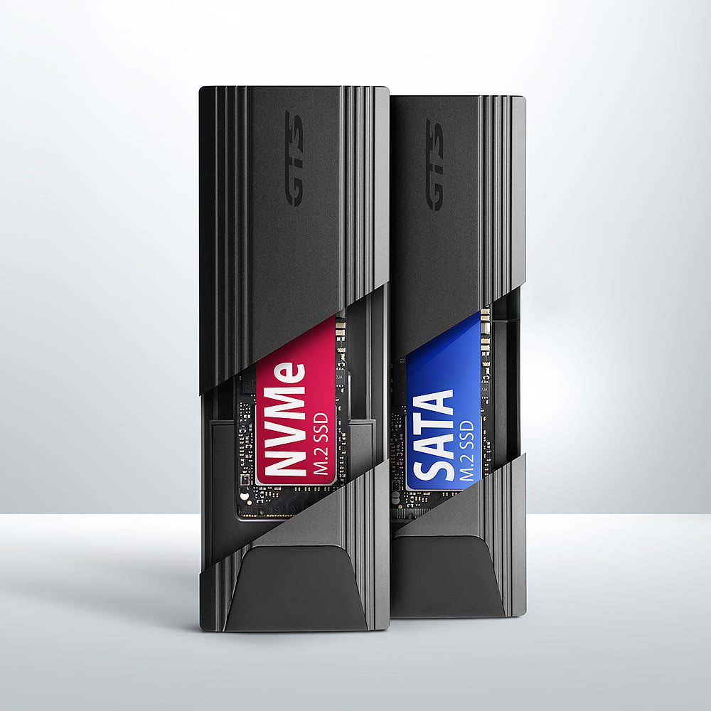 Карман внешний AXAGON Thin Screwless Box NVMe SATA M.2 SSD to USB3.2 (EEM2-GTS2)
