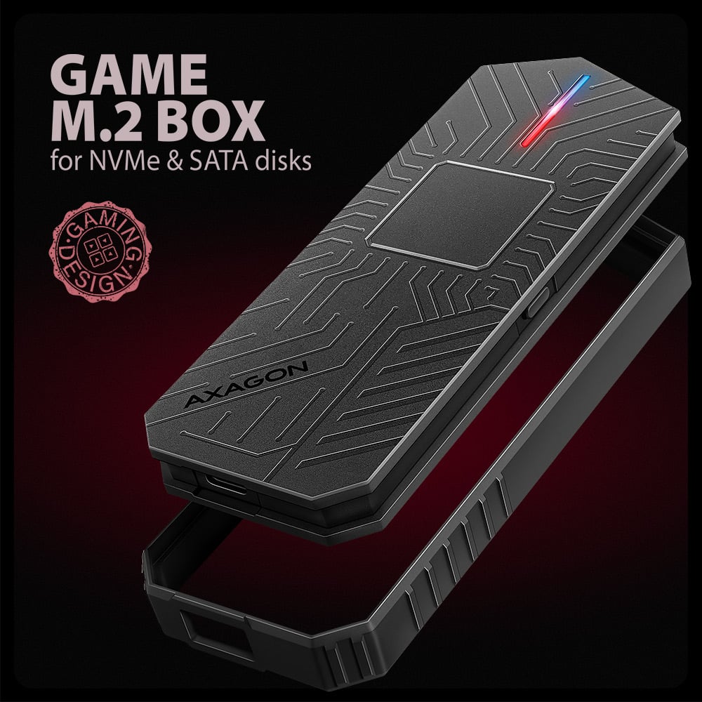 Карман внешний AXAGON Game Box NVMe SATA M.2 SSD to USB3.2 (EEM2-GAM)