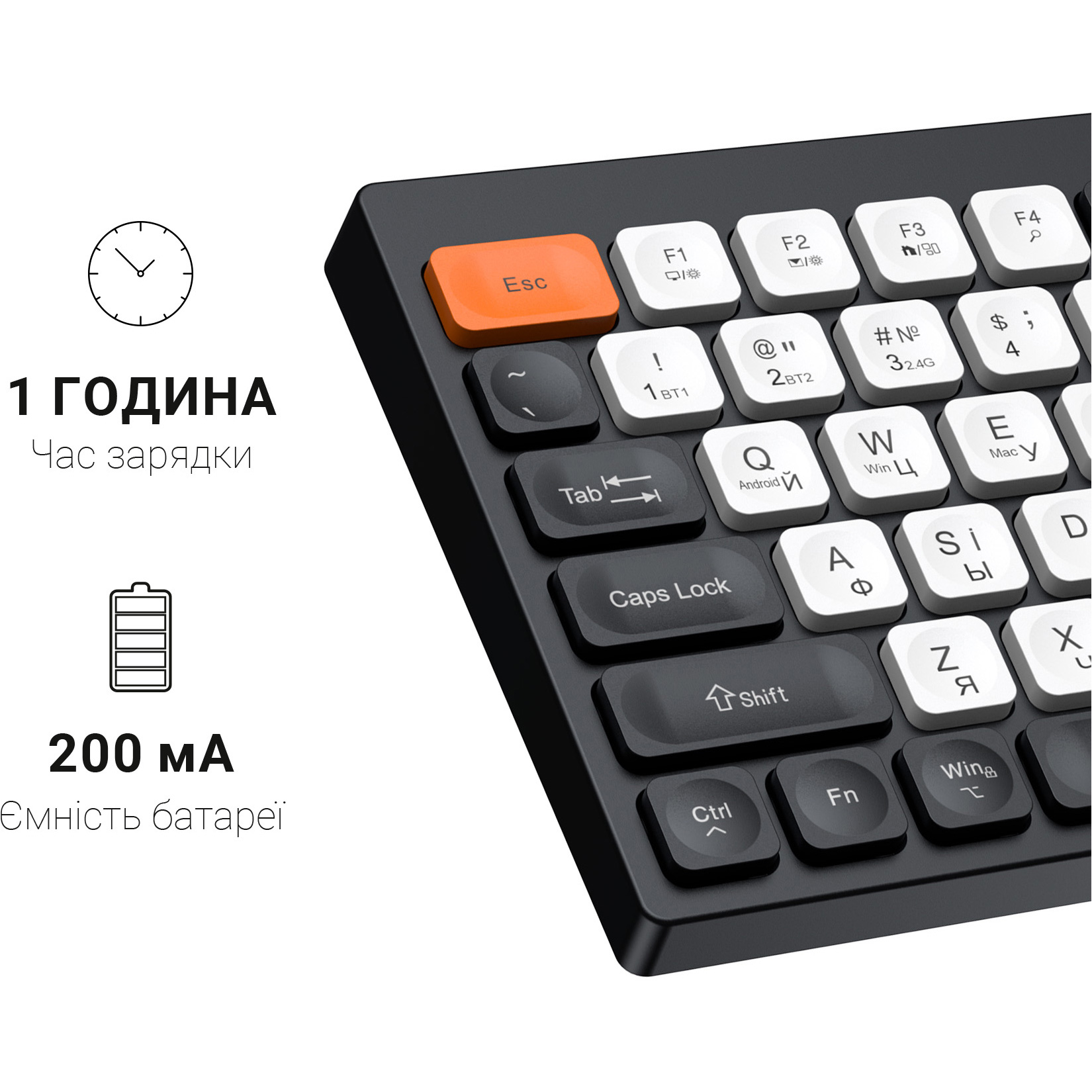 Клавіатура бездротова OFFICEPRO SK985 Black/White