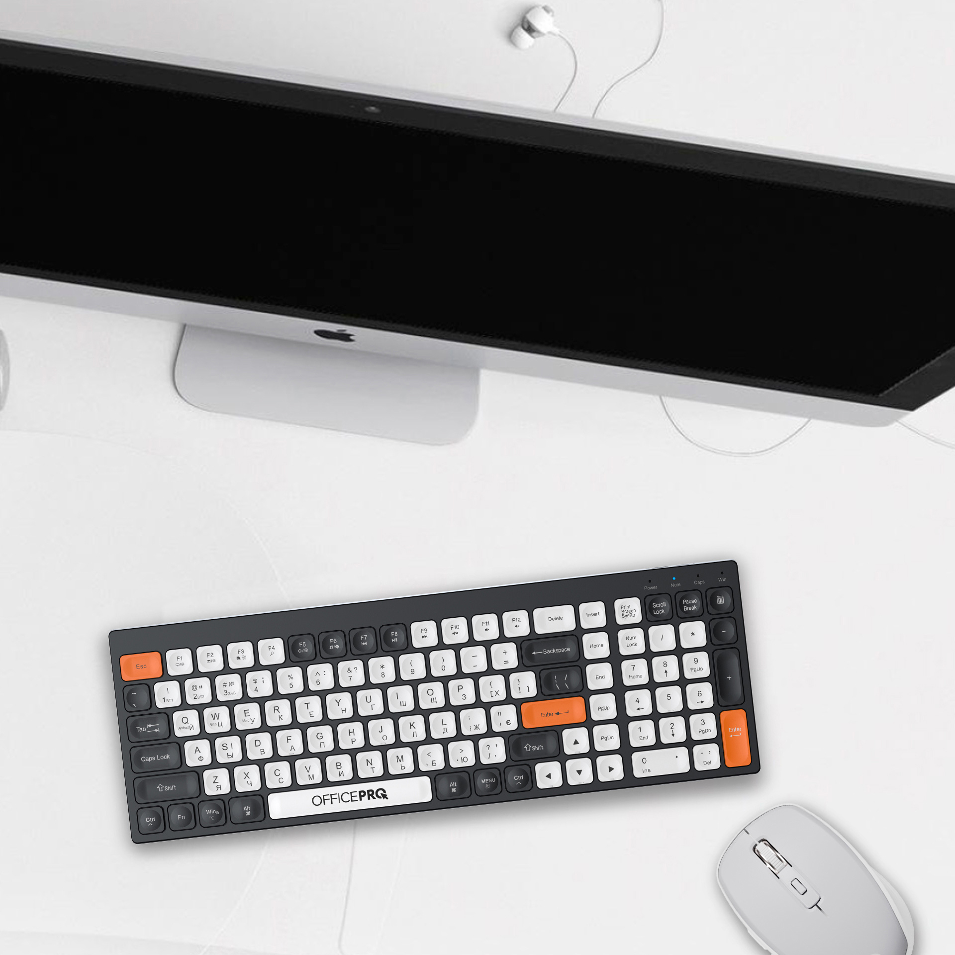 Клавіатура бездротова OFFICEPRO SK985 Black/White