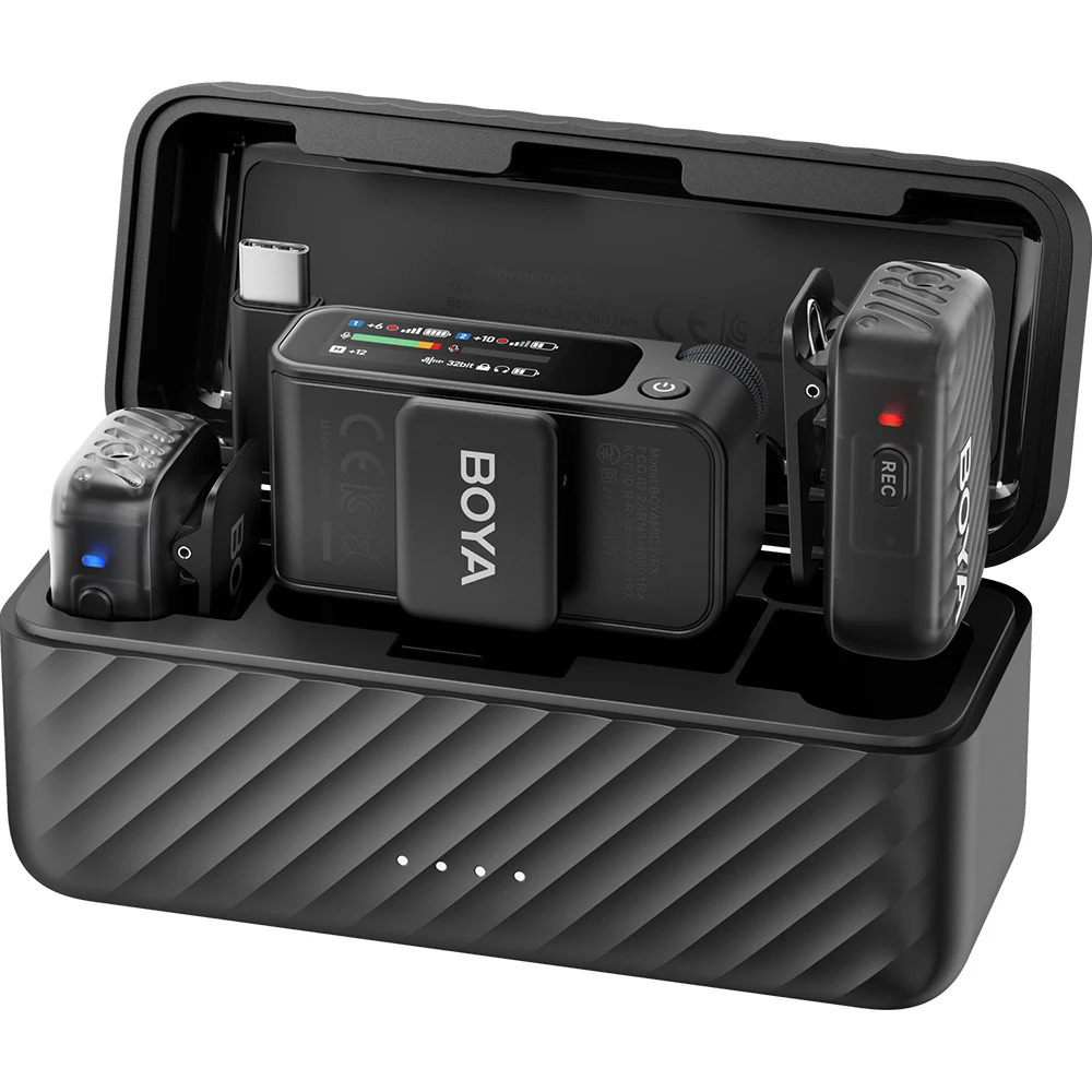 Бездротовий петличний мікрофон BOYA Boyamic 2-02 AI-PoweredMini Wireless Microphone Type-C & 3.5mm TRS Connectors Black