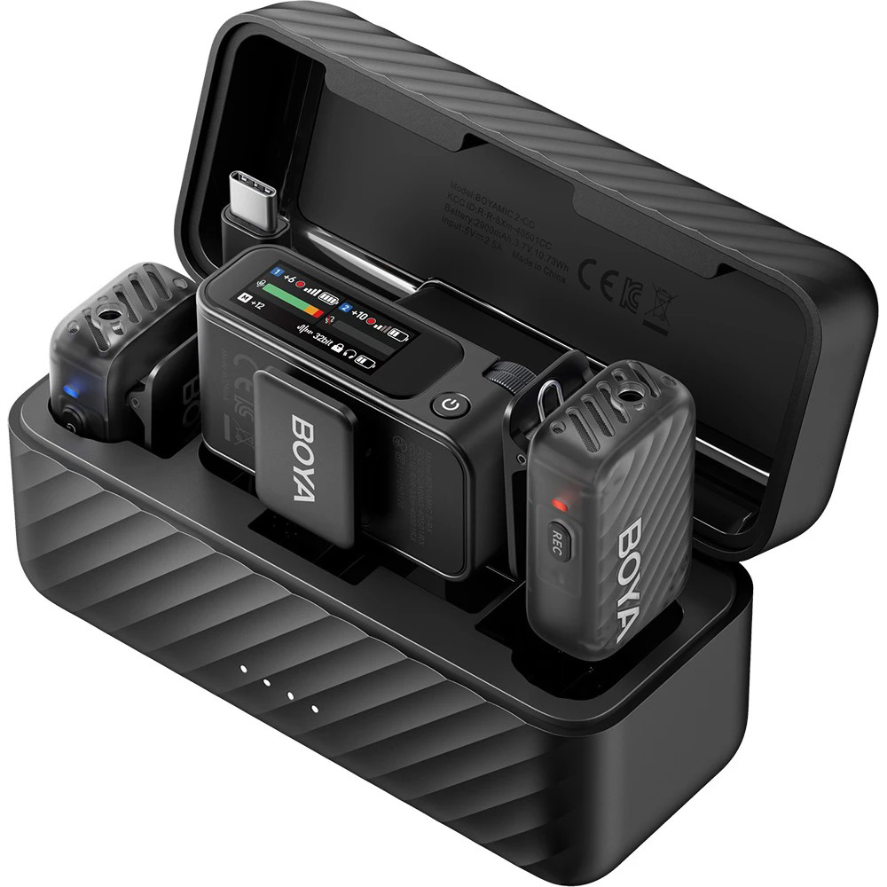 Бездротовий петличний мікрофон BOYA Boyamic 2-02 AI-PoweredMini Wireless Microphone Type-C & 3.5mm TRS Connectors Black