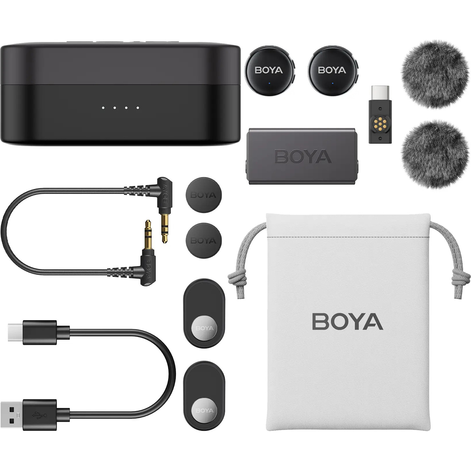 Бездротовий петличний мікрофон BOYA Link 3-02 AI-Powered Button-Sized Wireless Microphone Type-C & 3.5mm TRS Connectors