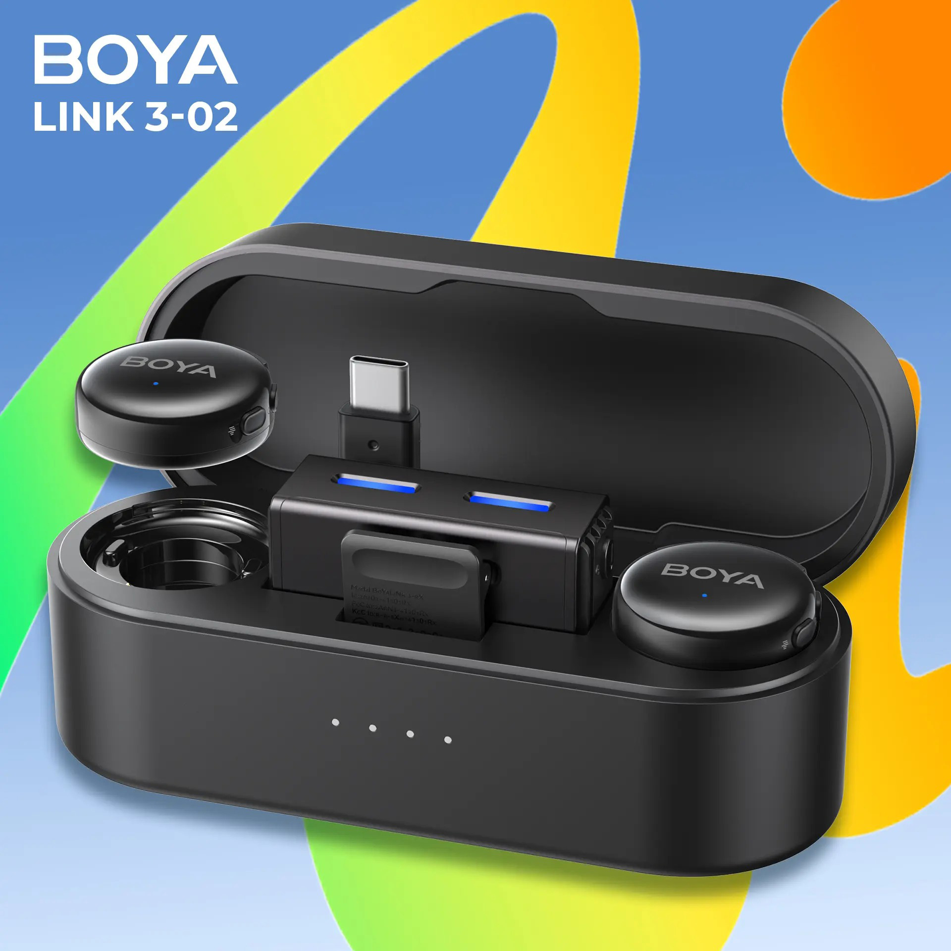 Бездротовий петличний мікрофон BOYA Link 3-02 AI-Powered Button-Sized Wireless Microphone Type-C & 3.5mm TRS Connectors