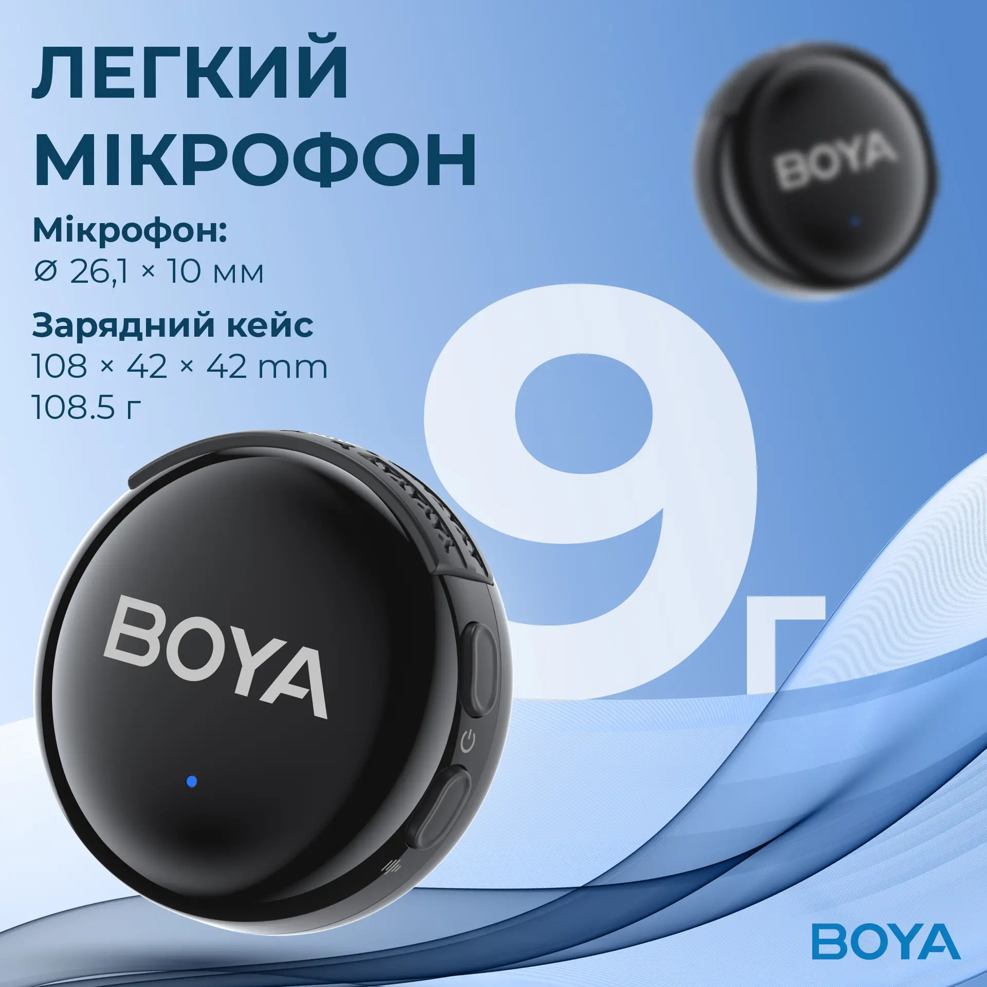 Бездротовий петличний мікрофон BOYA Link 3-02 AI-Powered Button-Sized Wireless Microphone Type-C & 3.5mm TRS Connectors