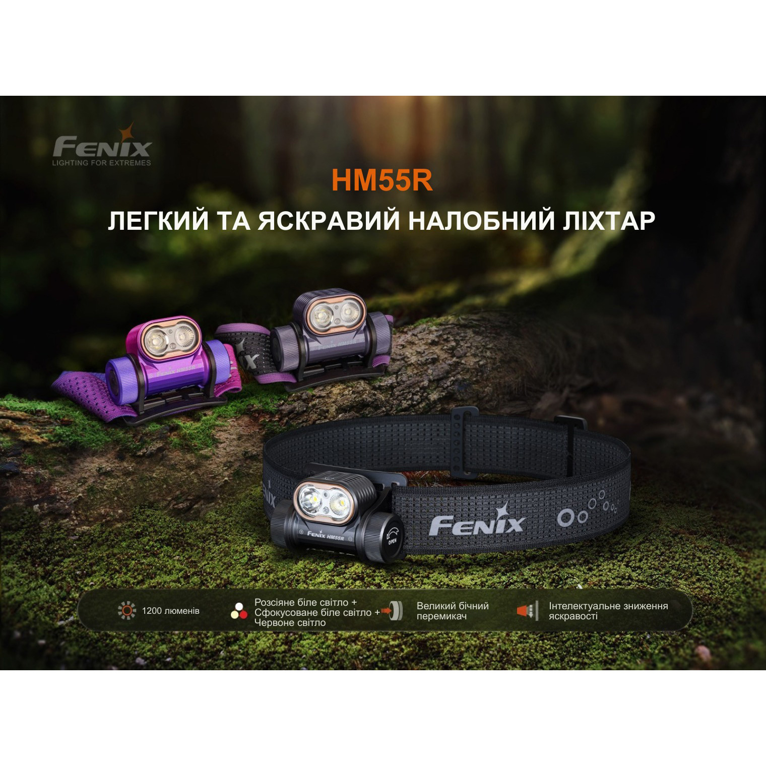 Фонарь налобный FENIX HM55R Black