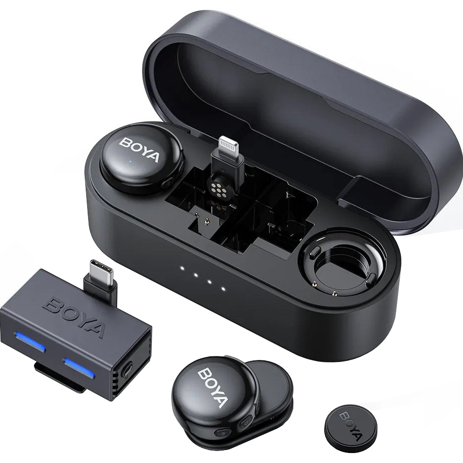 Беспроводной петличный микрофон BOYA Link 3-01 AI-Powered Button-Sized Wireless Microphone Lightning/USB-C/3.5mm TRS