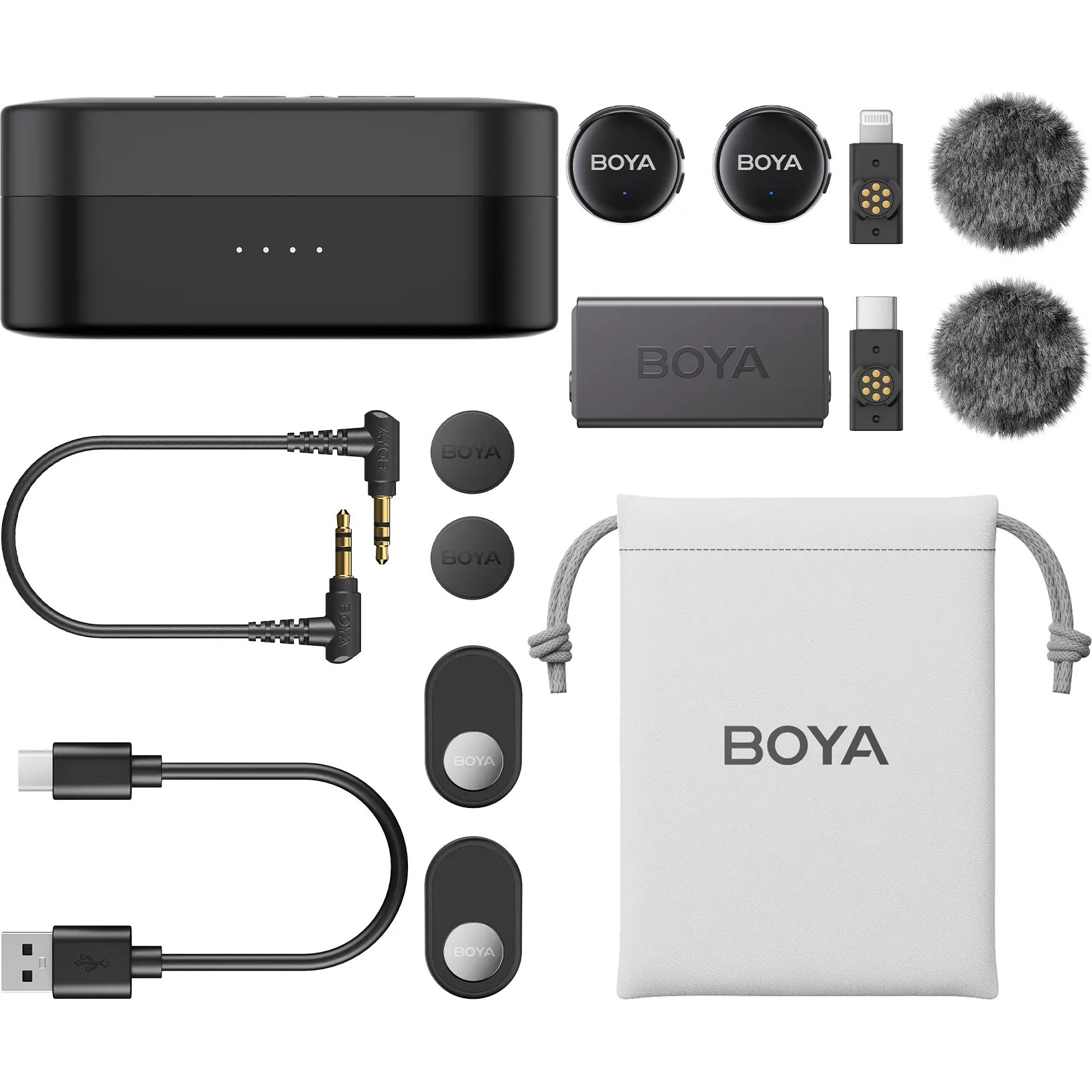 Беспроводной петличный микрофон BOYA Link 3-01 AI-Powered Button-Sized Wireless Microphone Lightning/USB-C/3.5mm TRS