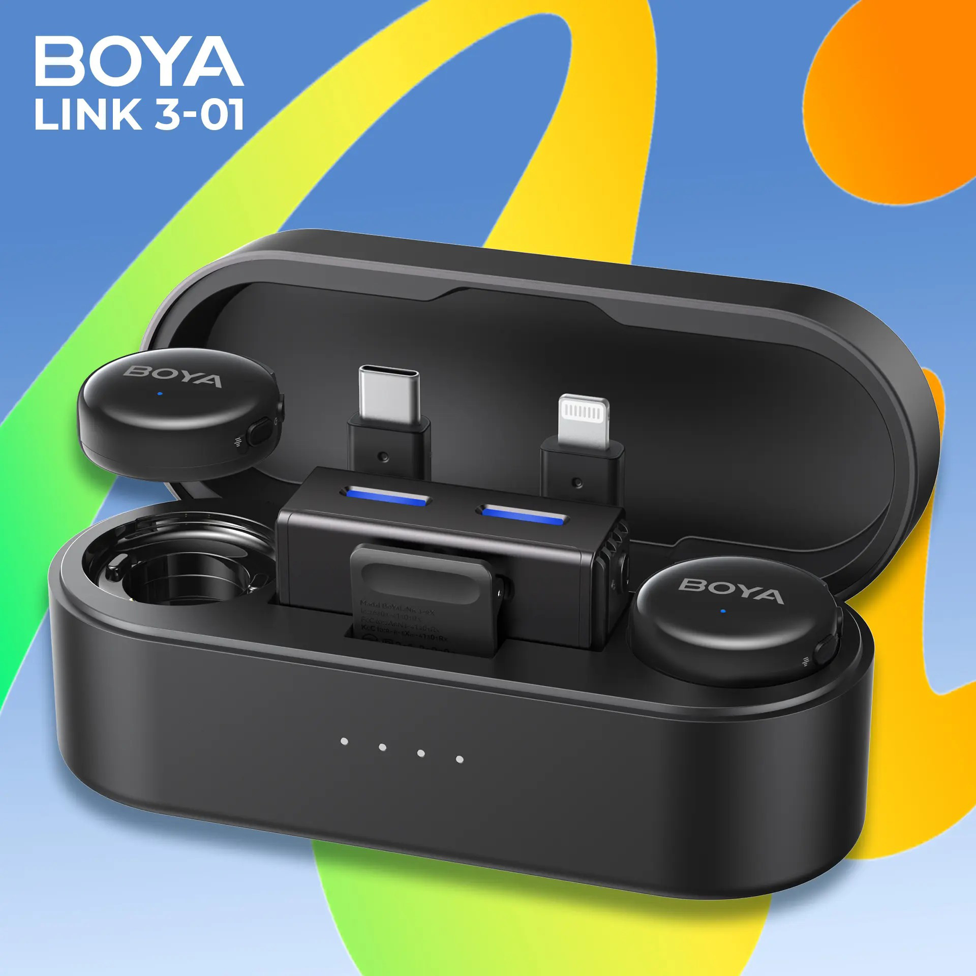 Беспроводной петличный микрофон BOYA Link 3-01 AI-Powered Button-Sized Wireless Microphone Lightning/USB-C/3.5mm TRS