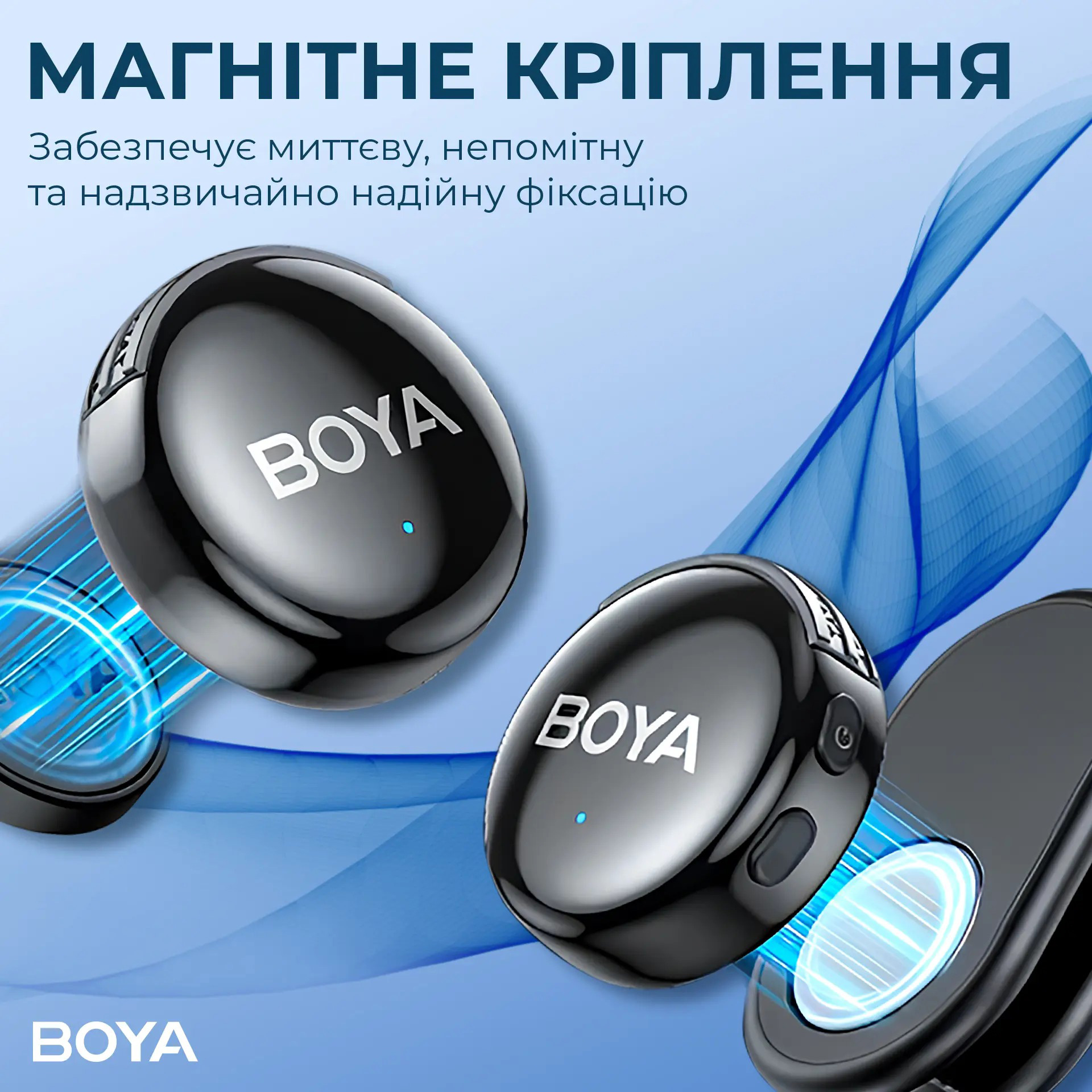 Беспроводной петличный микрофон BOYA Link 3-01 AI-Powered Button-Sized Wireless Microphone Lightning/USB-C/3.5mm TRS