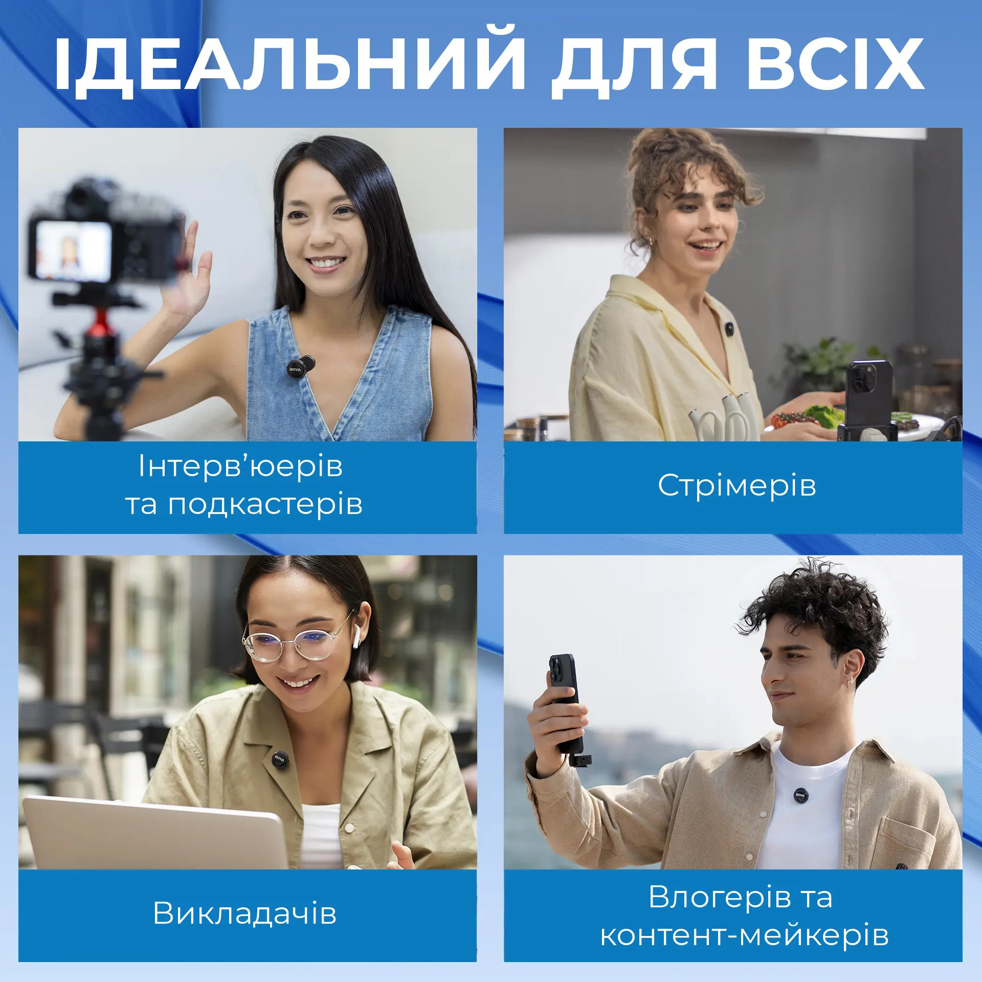 Беспроводной петличный микрофон BOYA Link 3-01 AI-Powered Button-Sized Wireless Microphone Lightning/USB-C/3.5mm TRS