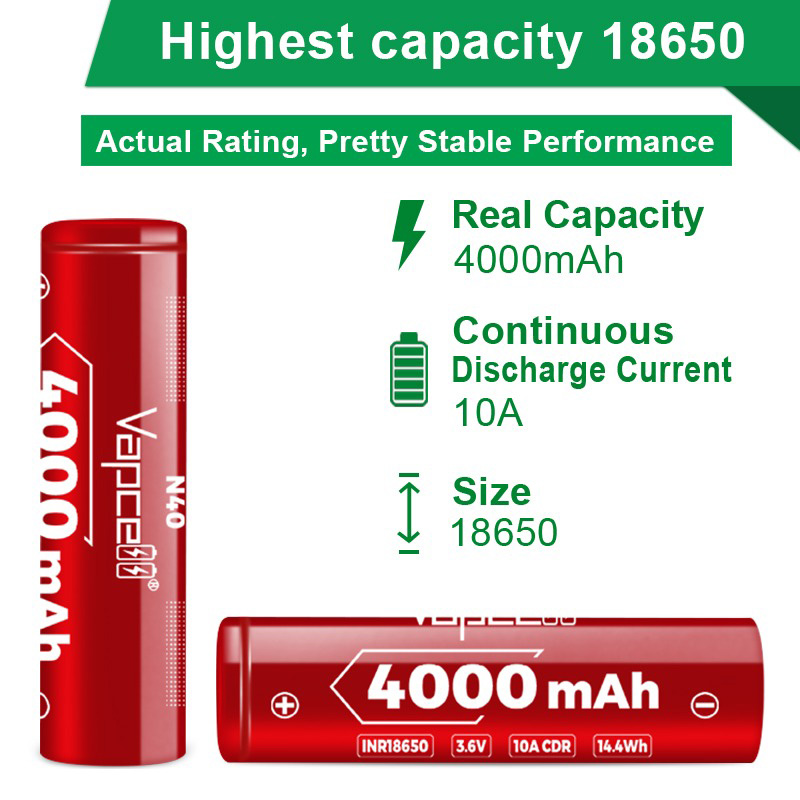 Акумулятор VAPCELL 18650 4000mAh 3.6V 10A FlatTop