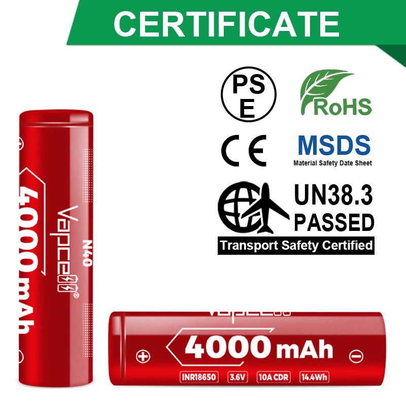 Акумулятор VAPCELL 18650 4000mAh 3.6V 10A FlatTop