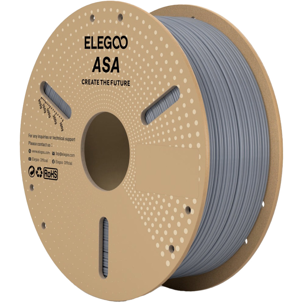 Пластик (філамент) для 3D принтера ELEGOO ASA 1.75mm, 1кг, Gray (50.203.0738)