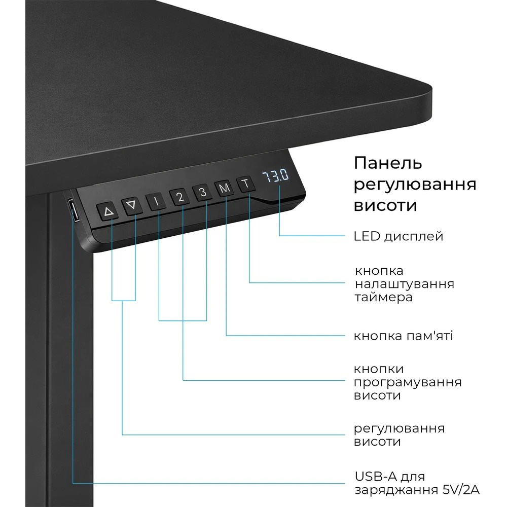 Компьютерный стол с электрорегулировкой высоты OFFICEPRO ODE1880B Black