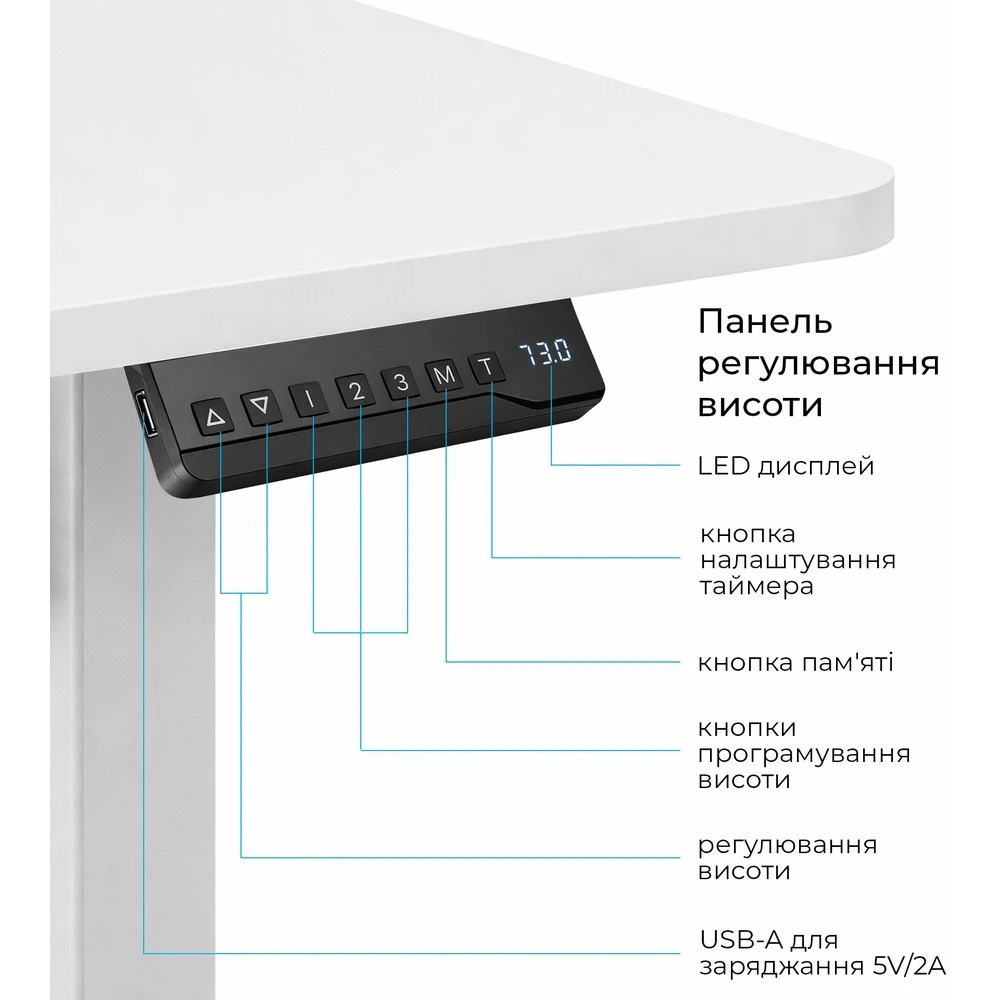 Компьютерный стол с электрорегулировкой высоты OFFICEPRO ODE1880W White