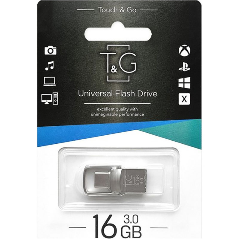 Флэшка 16GB T&G 104 Metal Series USB 3.0 Type-C Silver (TG104TC-16G3)