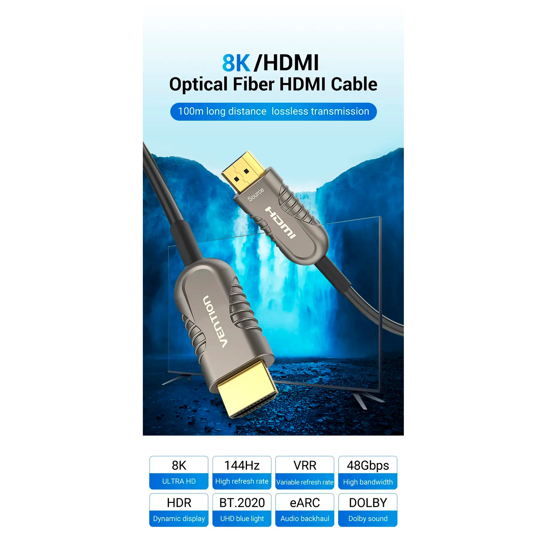 Кабель VENTION 8K 60Hz HDMI v2.1 60м Black/Gray (ALBBAE)