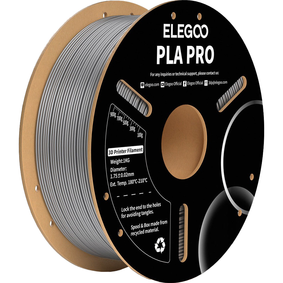 Пластик (філамент) для 3D принтера ELEGOO PLA Pro 1.75mm, 1кг, Silver (50.203.0197)