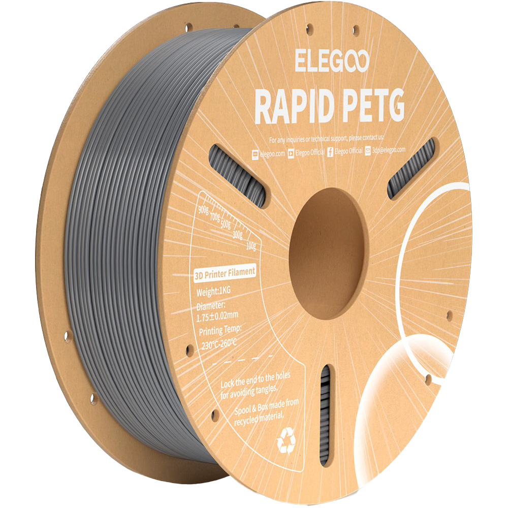 Пластик (філамент) для 3D принтера ELEGOO Rapid PETG 1.75mm, 1кг, Space Gray (50.203.0312)