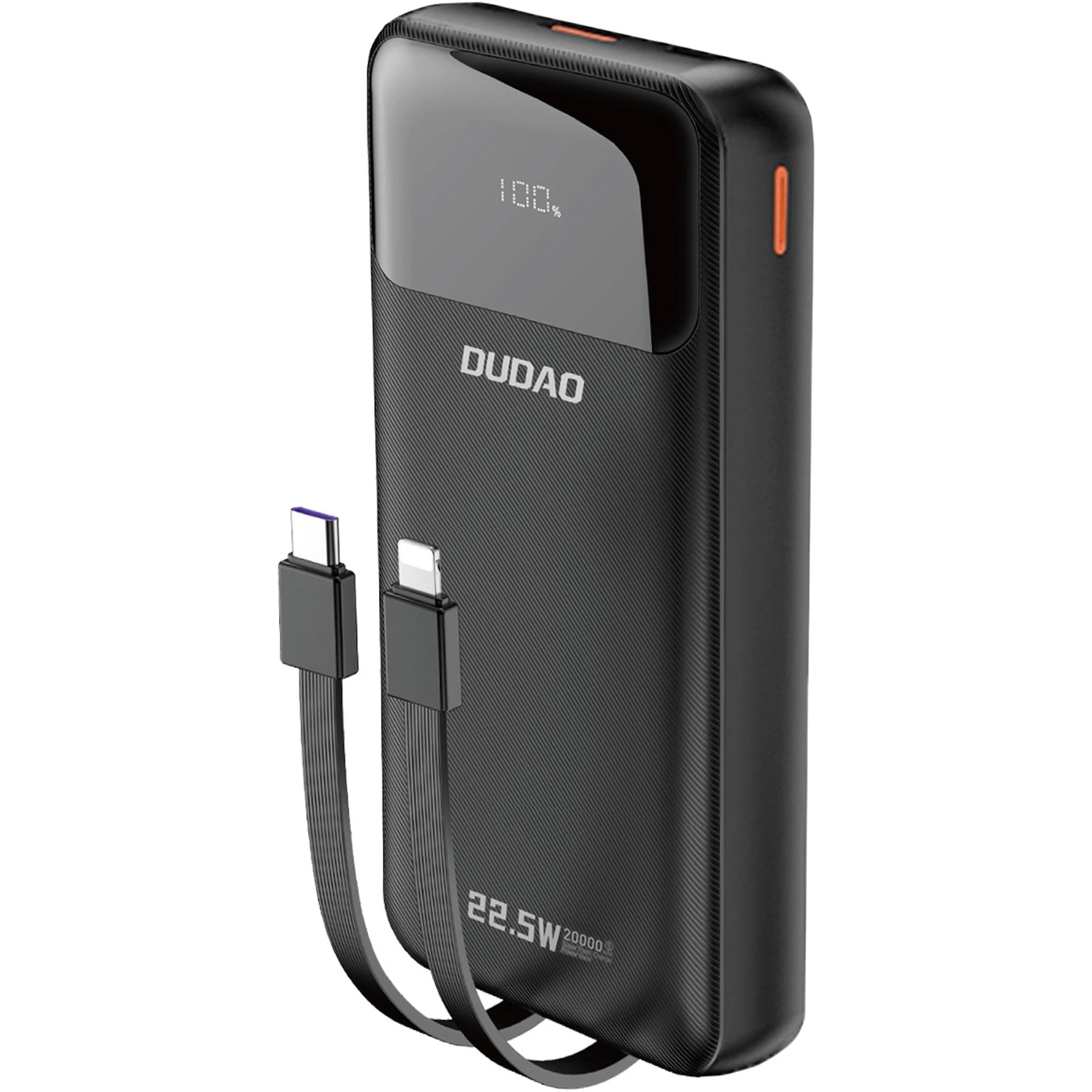Повербанк DUDAO K15Pro USB-A w/2 cables 22.5W 20000mAh Black (6977196682430)