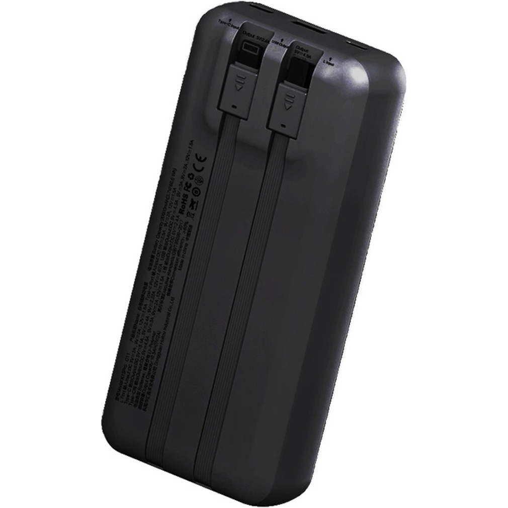 Повербанк DUDAO K15Pro USB-A w/2 cables 22.5W 20000mAh Black (6977196682430)