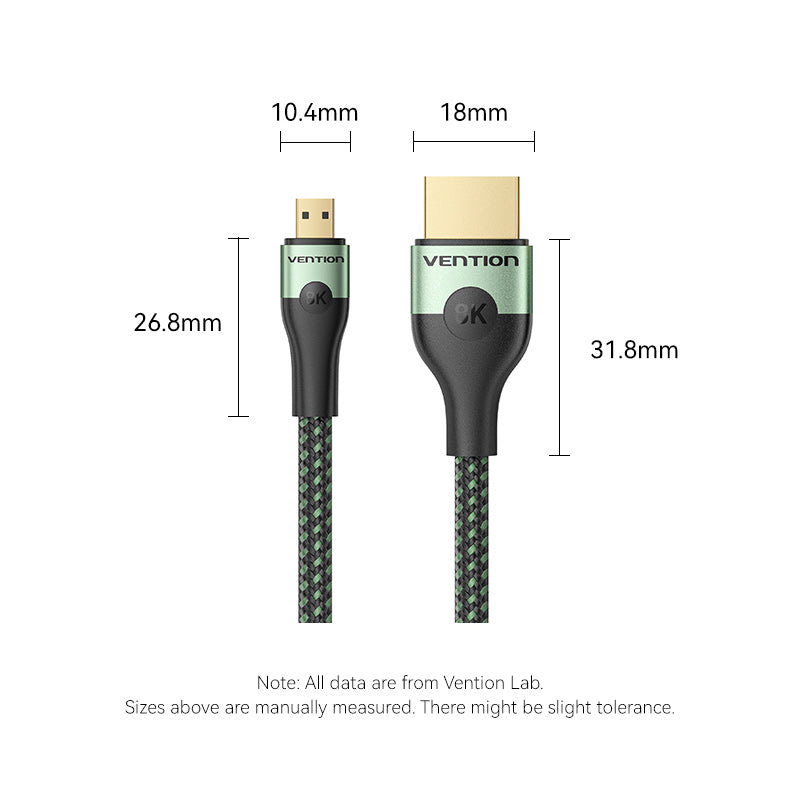 Кабель VENTION 8K 60Hz HDMI - Micro-HDMI v2.1 1м Green (AGKGF)