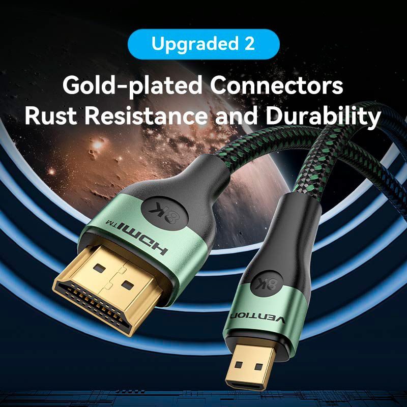 Кабель VENTION 8K 60Hz HDMI - Micro-HDMI v2.1 1м Green (AGKGF)