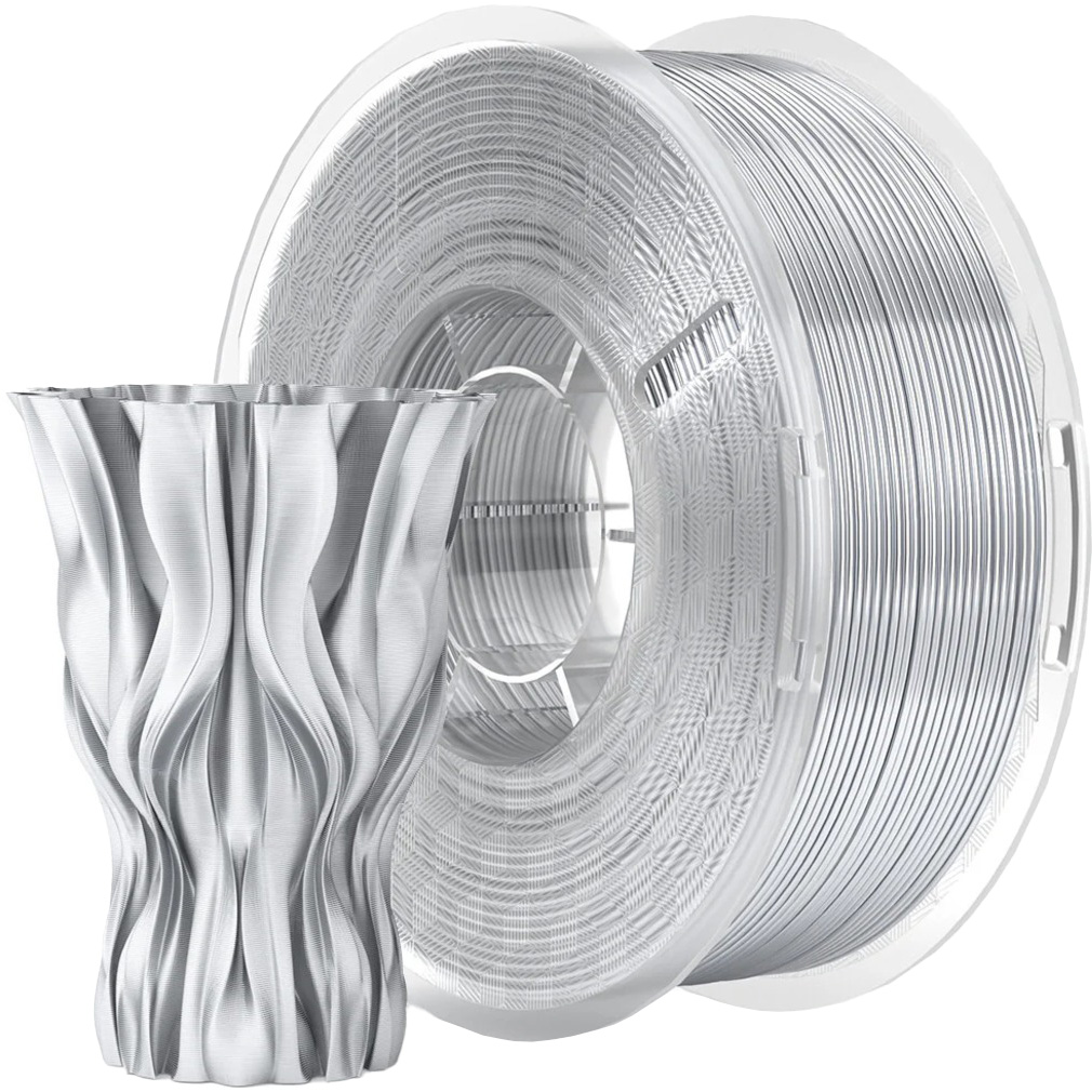 Пластик (філамент) для 3D принтера ELEGOO Silk PLA 1.75mm, 1кг, Silk Silver (50.203.0692)