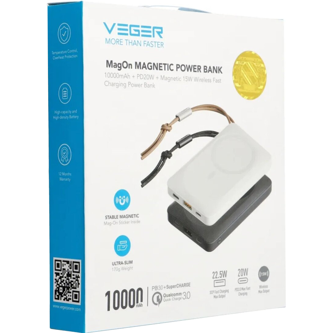 Повербанк MagSafe VEGER W1151 22.5W 10000mAh Black