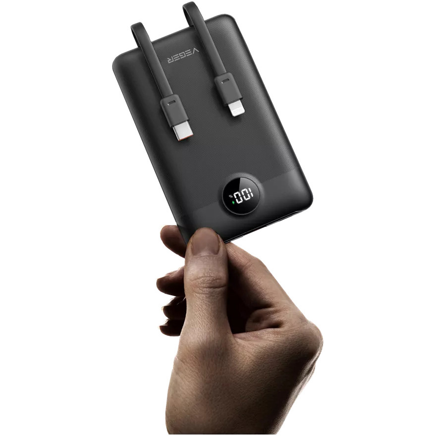 Повербанк VEGER C11 with Built-in Cables 22.5W 10000mAh Black