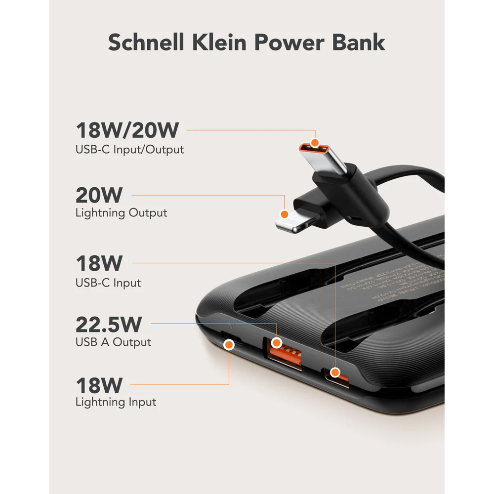 Повербанк VEGER C11 with Built-in Cables 22.5W 10000mAh Black