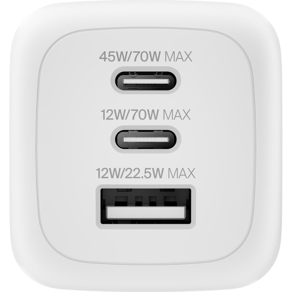 Зарядний пристрій BELKIN BoostCharge Pro 3-Ports GaN Wall Charger 70W White (WCH018HQWH)