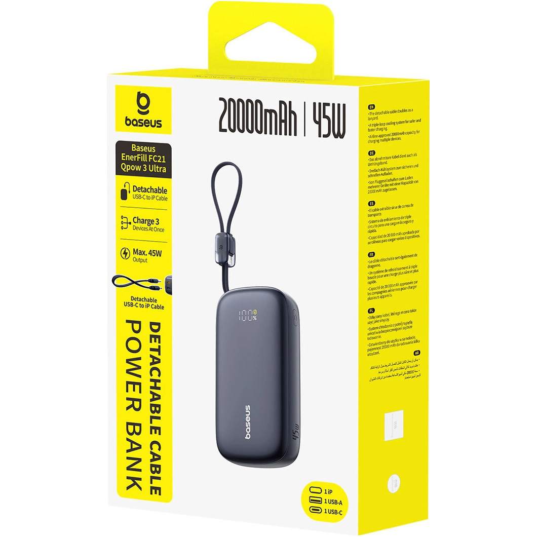 Повербанк BASEUS EnerFill FC21 Qpow 3 Ultra 45W 20000mAh Black (E0027P00)