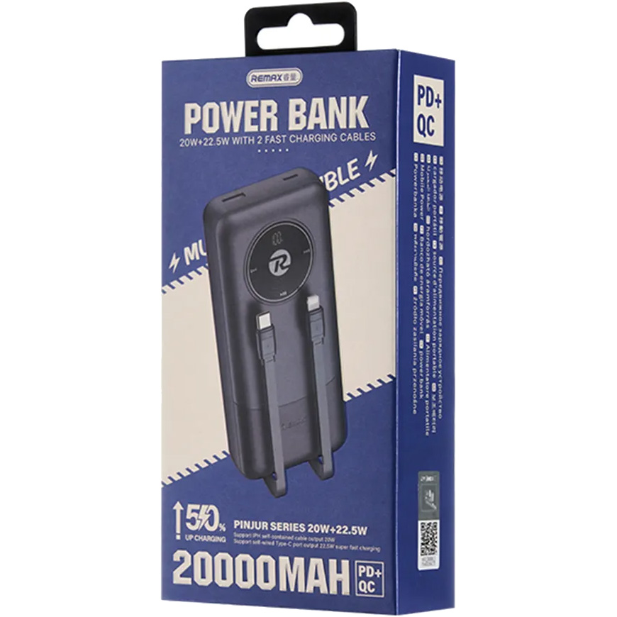 Повербанк REMAX Pinjur RPP-38 PD20W + QC22.5W 20000mAh Black