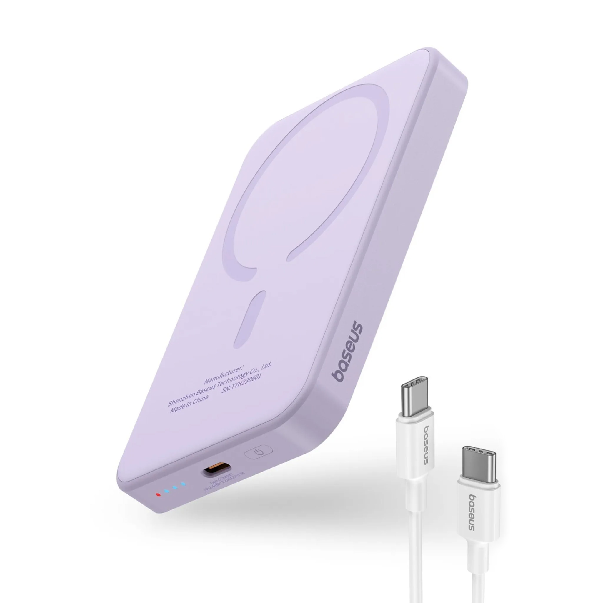 Повербанк з бездротовою зарядкою BASEUS Magnetic Mini Wireless Fast Charge 2in1 20W 5000mAh Nebula Purple (P10022107513-00)