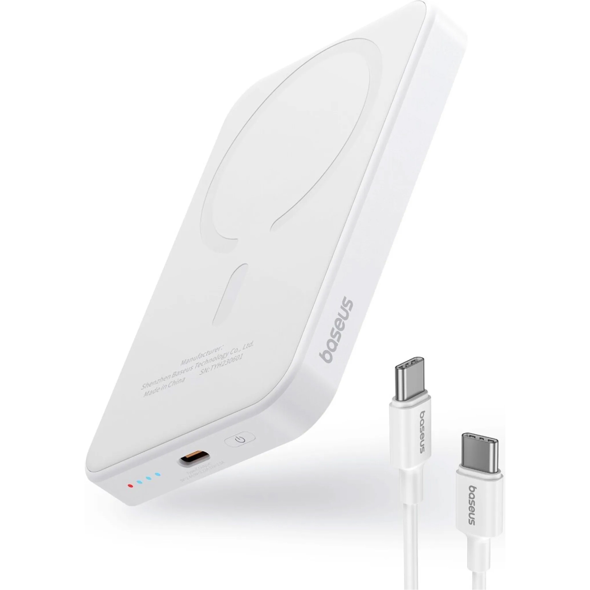 Повербанк з бездротовою зарядкою BASEUS Magnetic Mini Wireless Fast Charge 2in1 20W 5000mAh White (P10022107223-00)