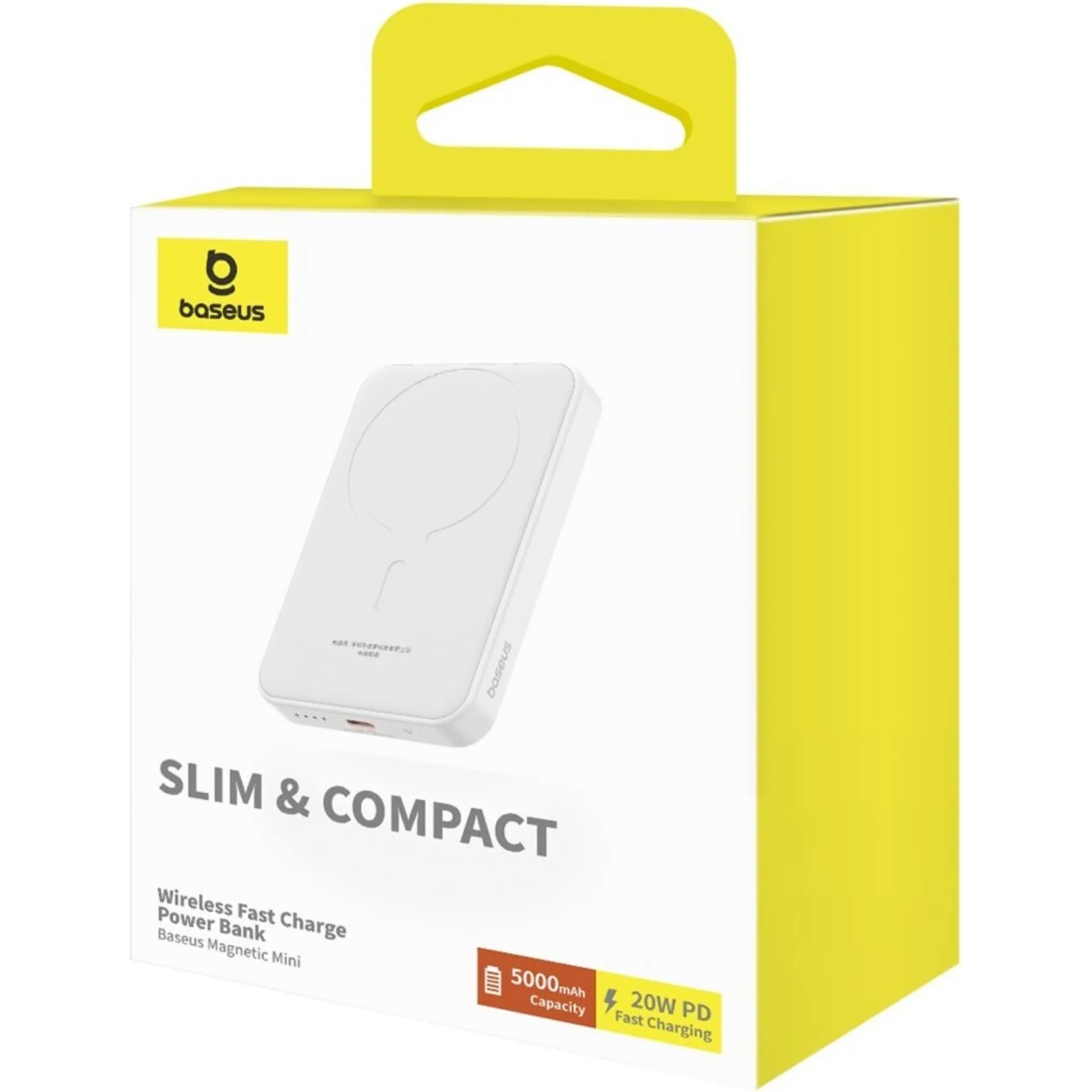 Повербанк з бездротовою зарядкою BASEUS Magnetic Mini Wireless Fast Charge 2in1 20W 5000mAh White (P10022107223-00)