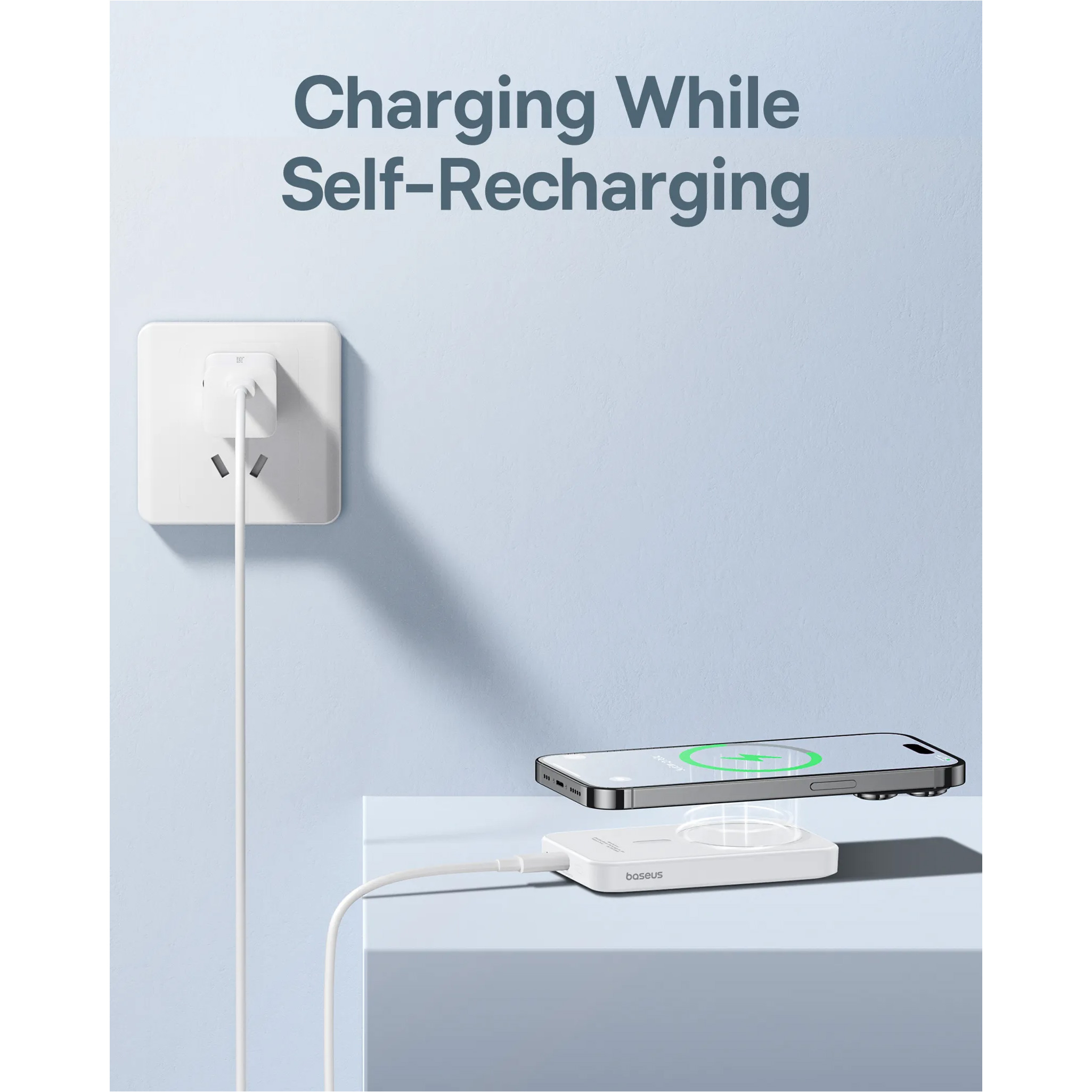 Повербанк з бездротовою зарядкою BASEUS Magnetic Mini Wireless Fast Charge 2in1 20W 5000mAh White (P10022107223-00)